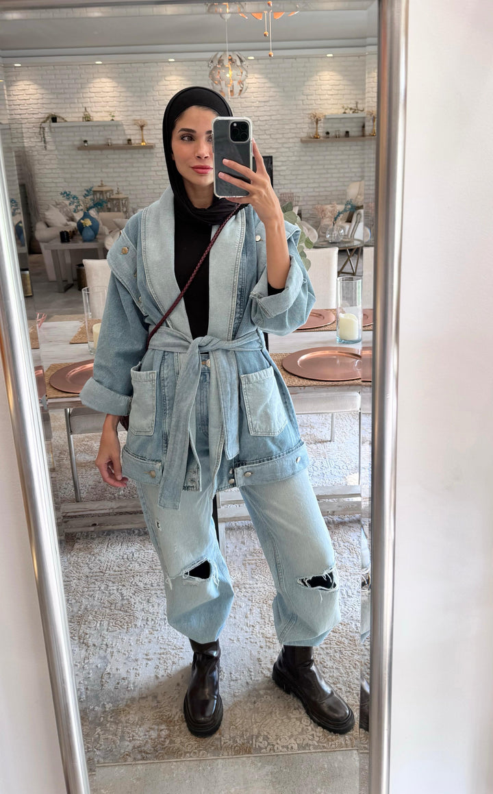 Patched denim jacket