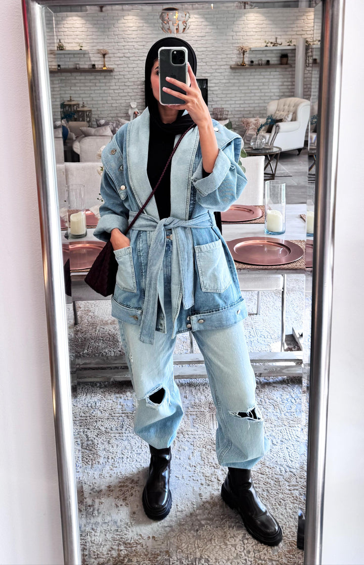 Patched denim jacket