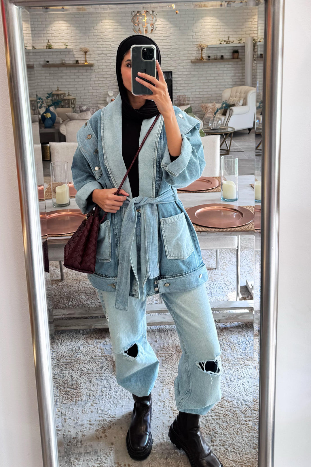 Patched denim jacket