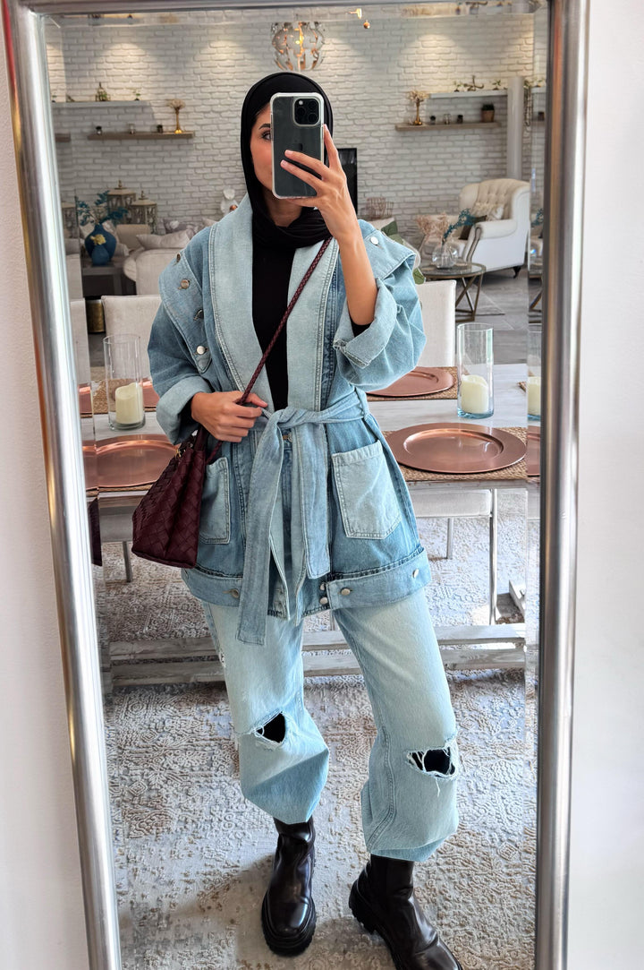 Patched denim jacket