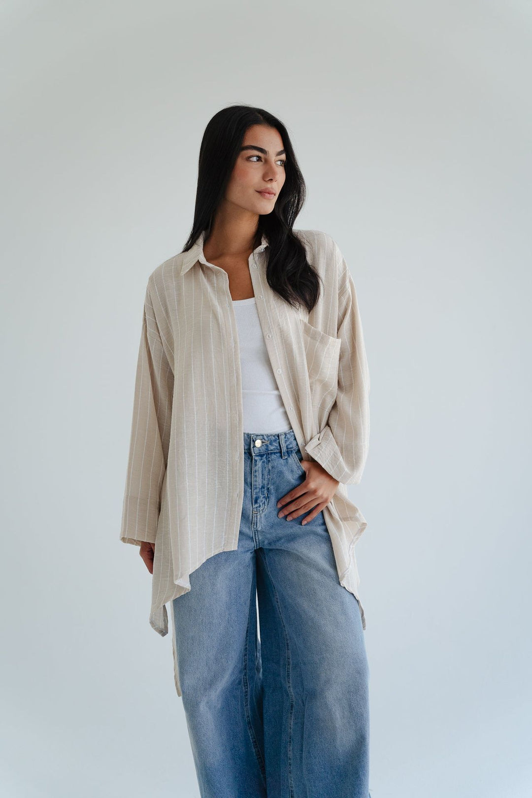 Soft Stripe Oversized Shirt