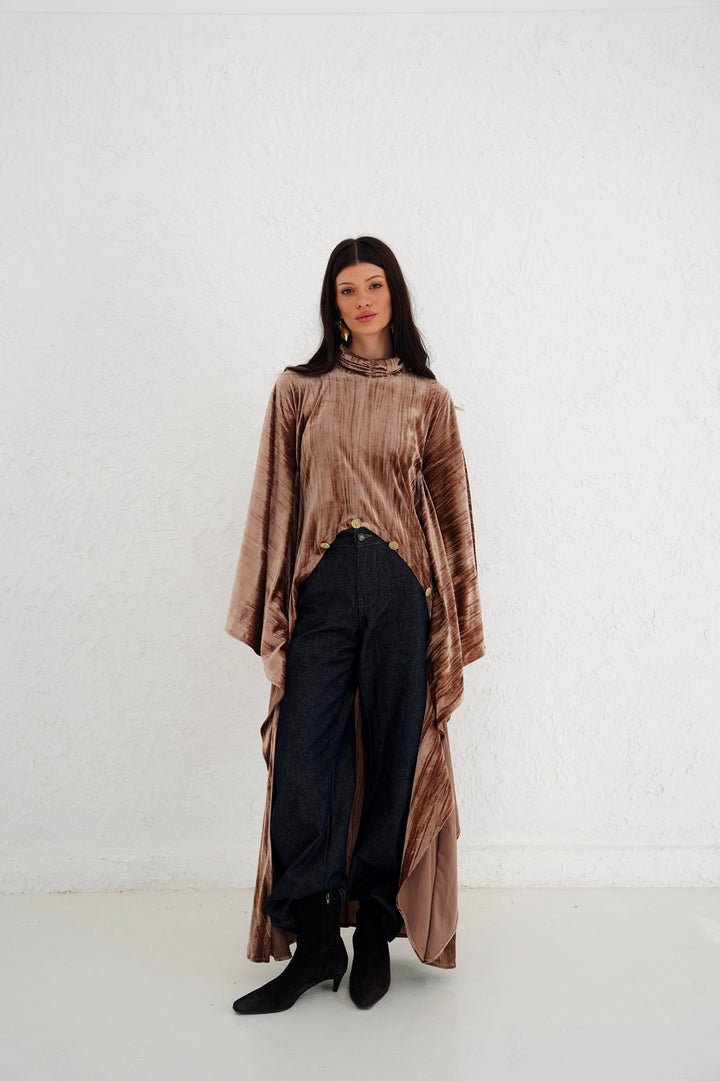 The Golden Button Velvet Blouse - PRE ORDER