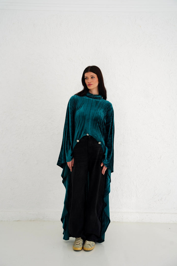 The Golden Button Velvet Blouse - PRE ORDER