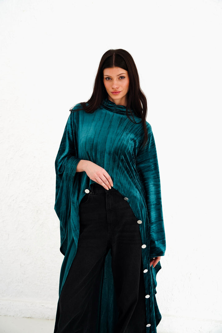 The Golden Button Velvet Blouse - PRE ORDER