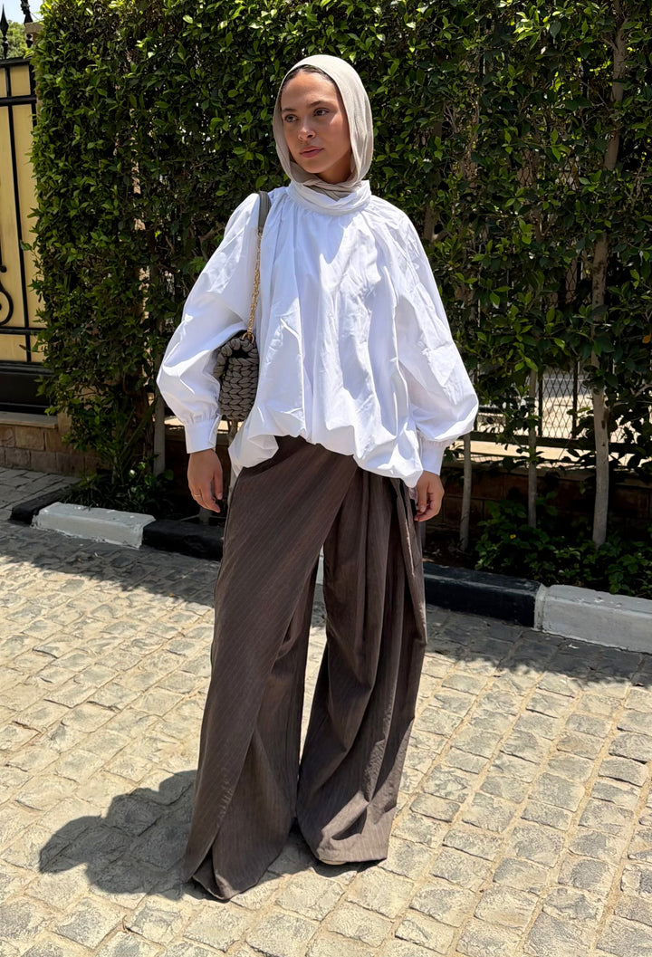 Striped Wrap pants - Brown