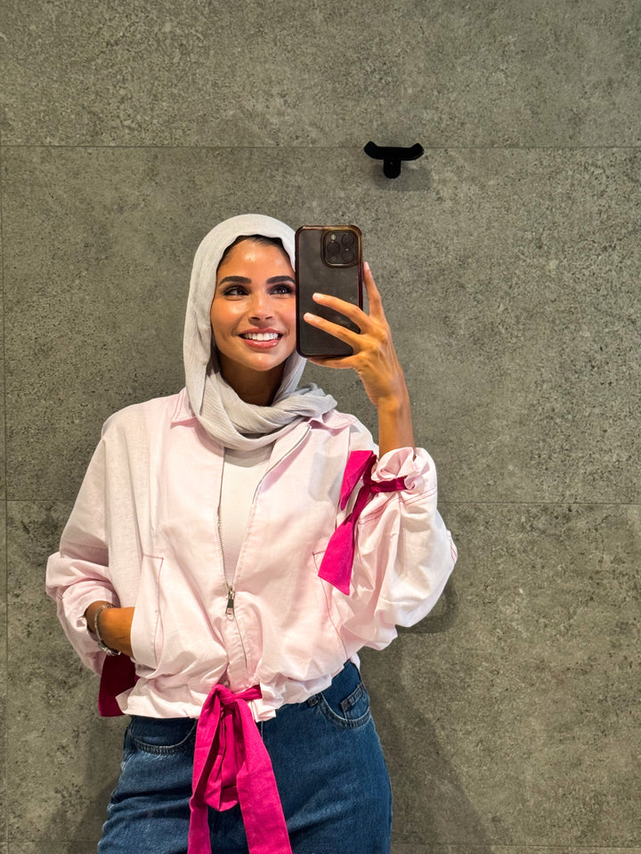The Dual Tone Zipper Jacket - Pink