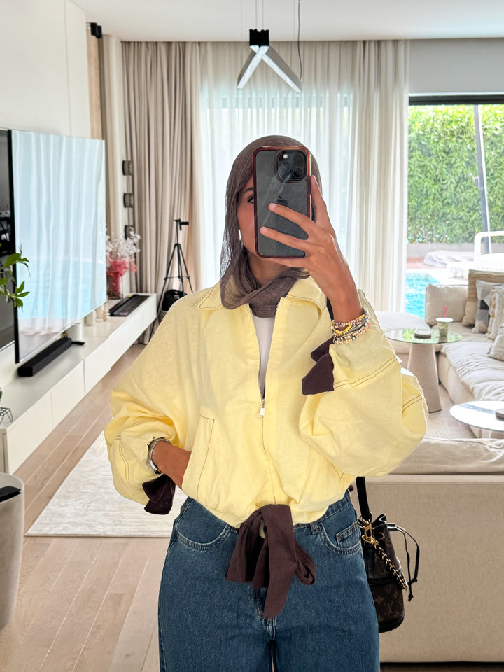 The Dual Tone Zipper Jacket - Yellow