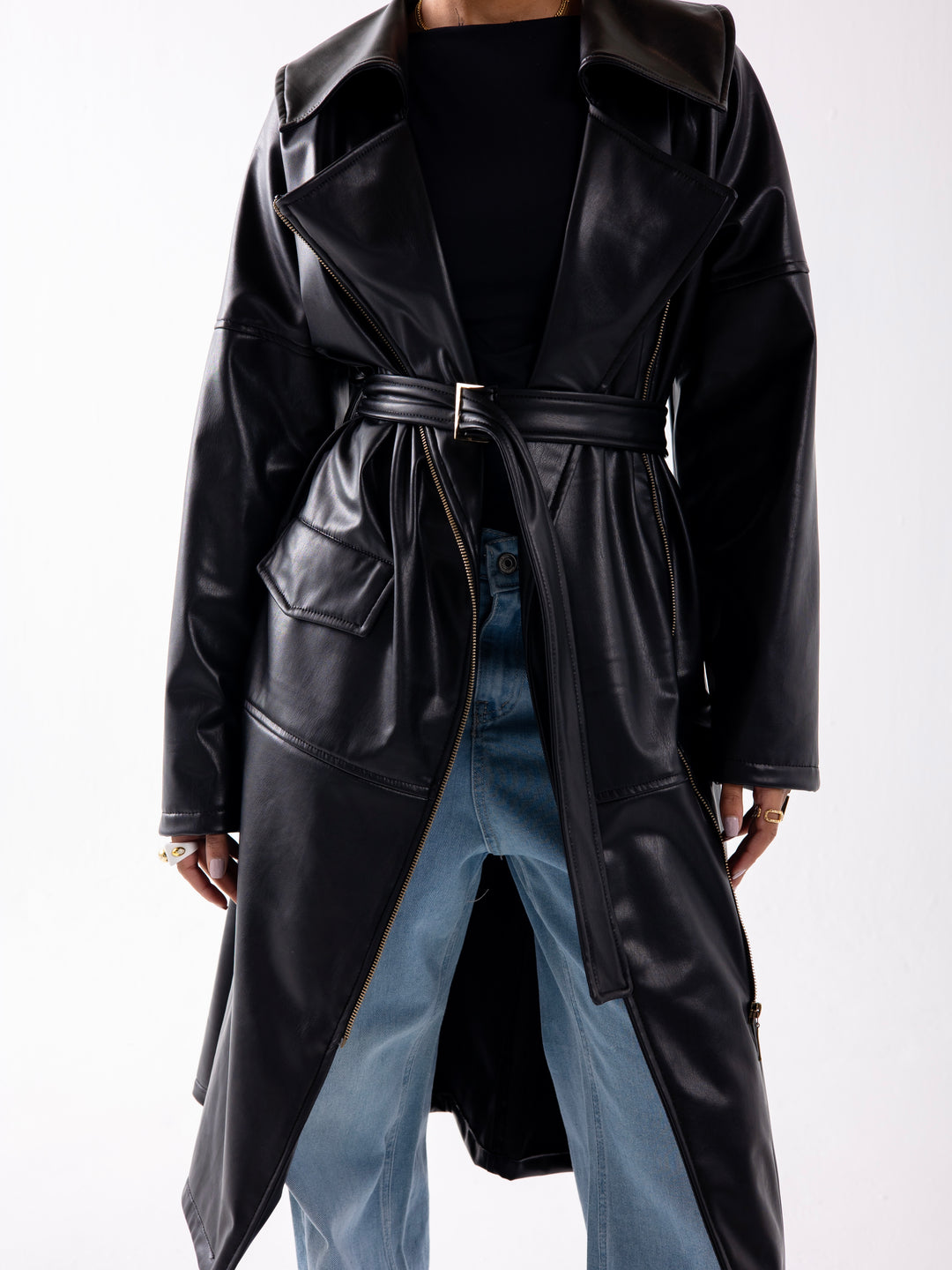 Understated leather coat