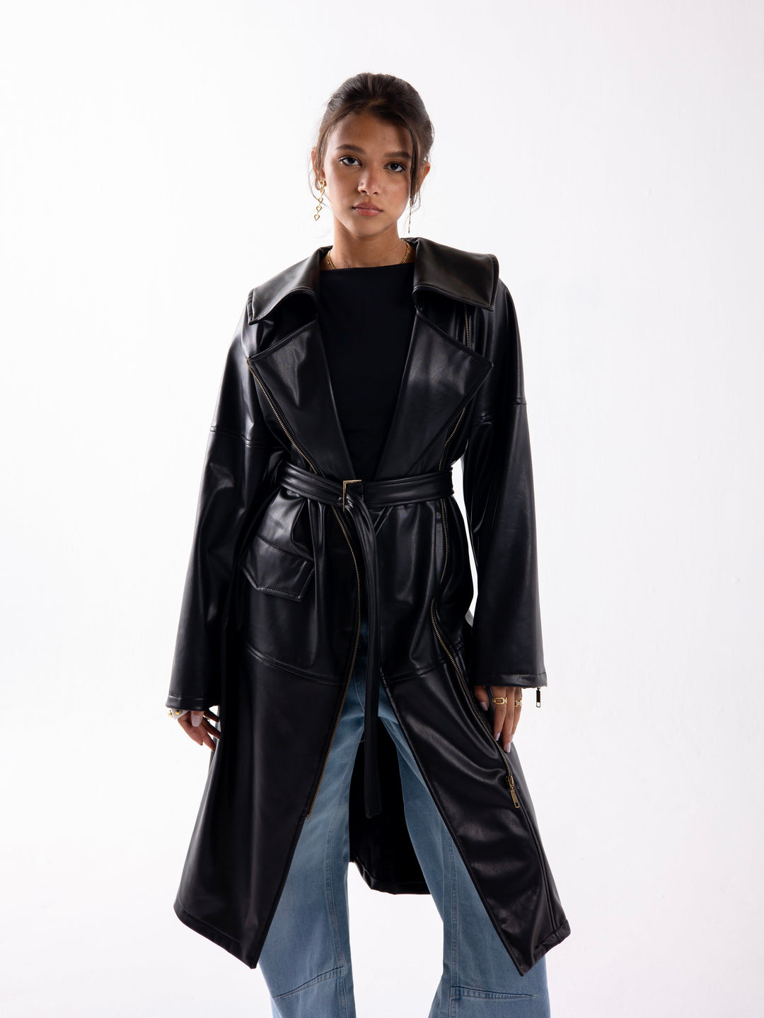 Zipper Leather Coat