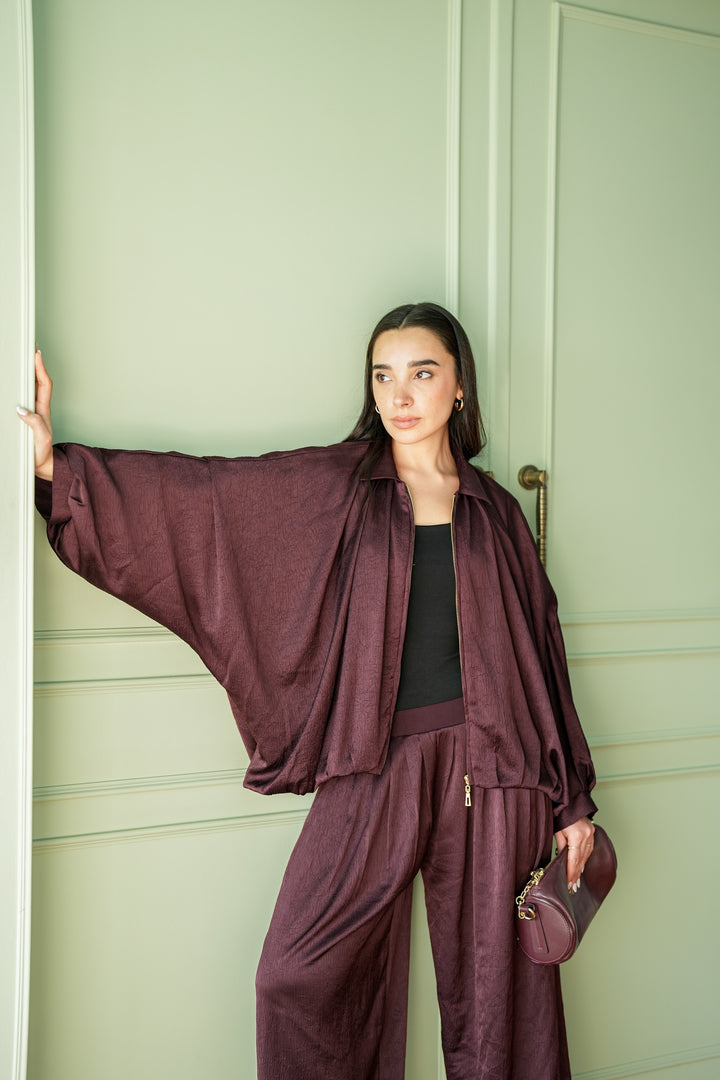 Silk Flow Jacket - Burgundy