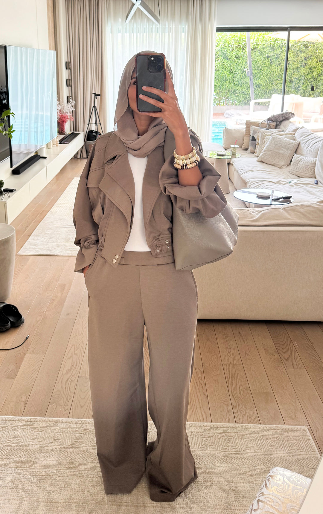 Cuff Cropped Jacket - Mocha