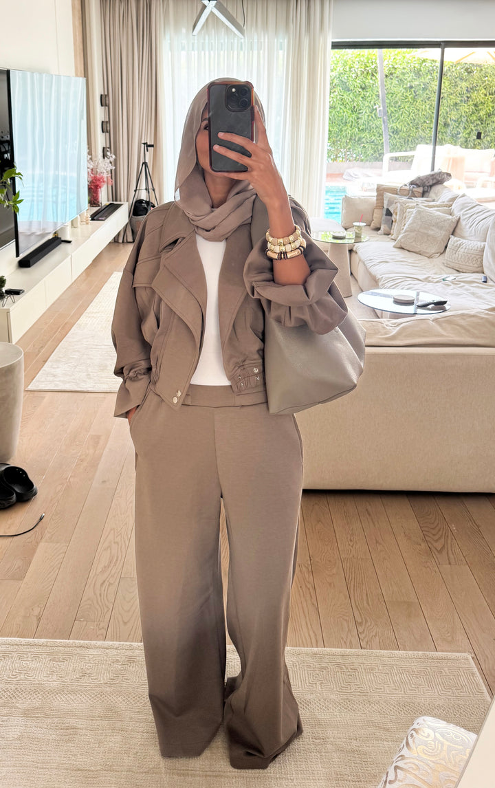 Cuff Cropped Jacket - Mocha