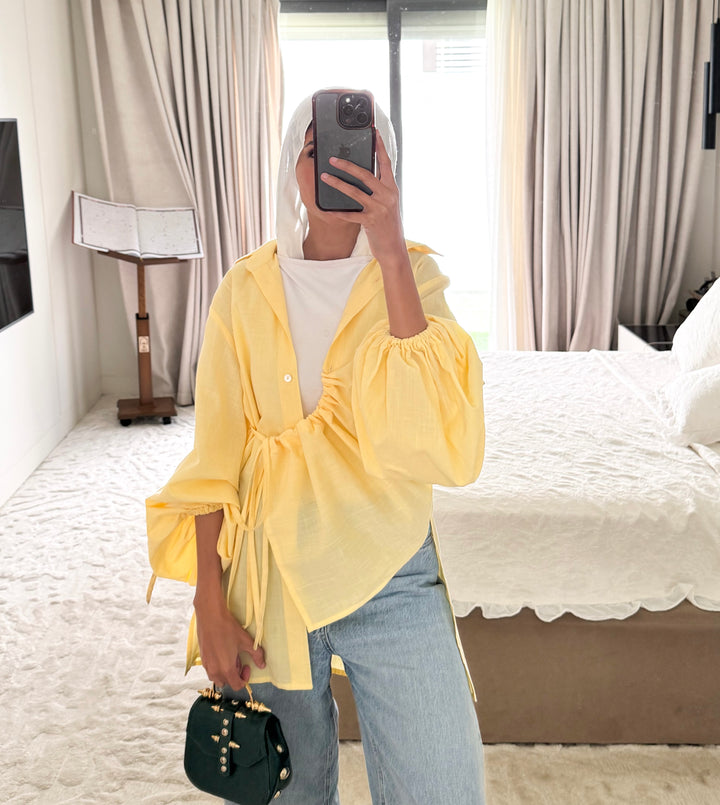 The Wrap Button Shirt - Butter Yellow