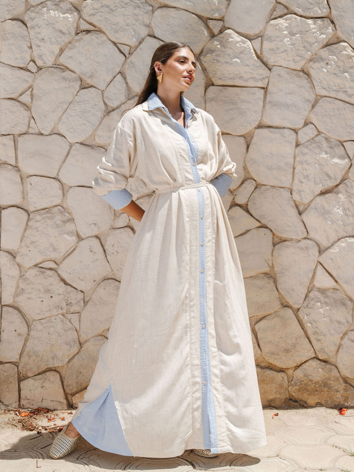 Belted Maxi Shirt Dress