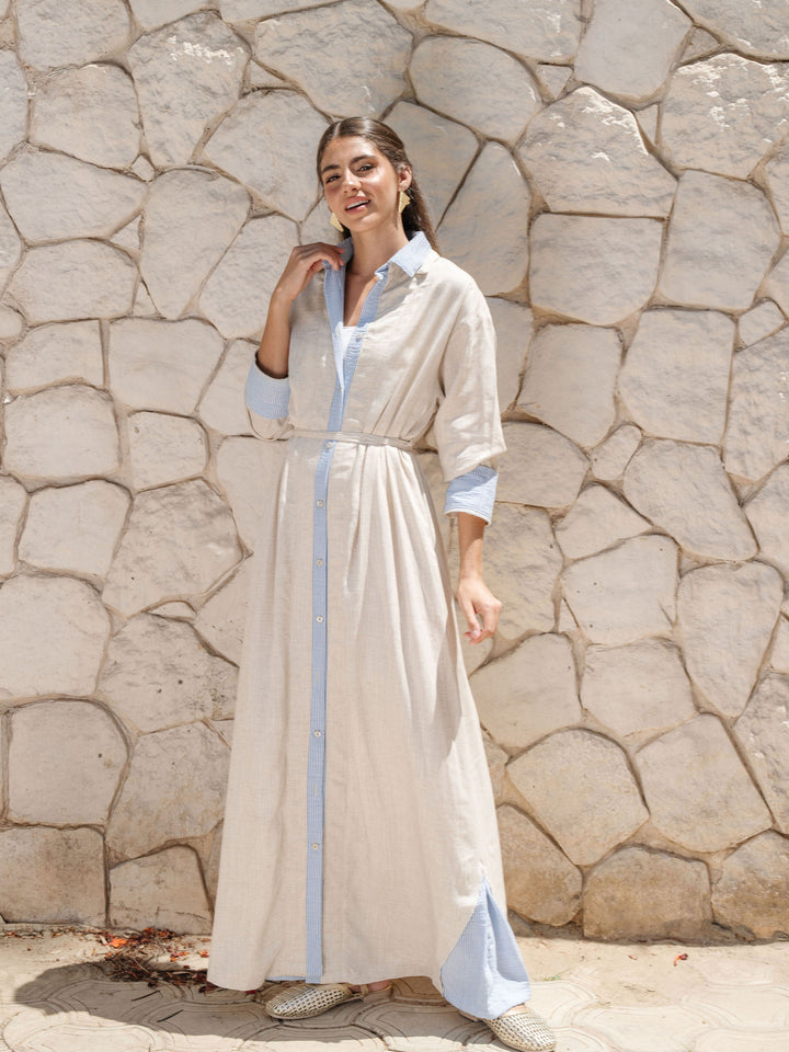 Belted Maxi Shirt Dress