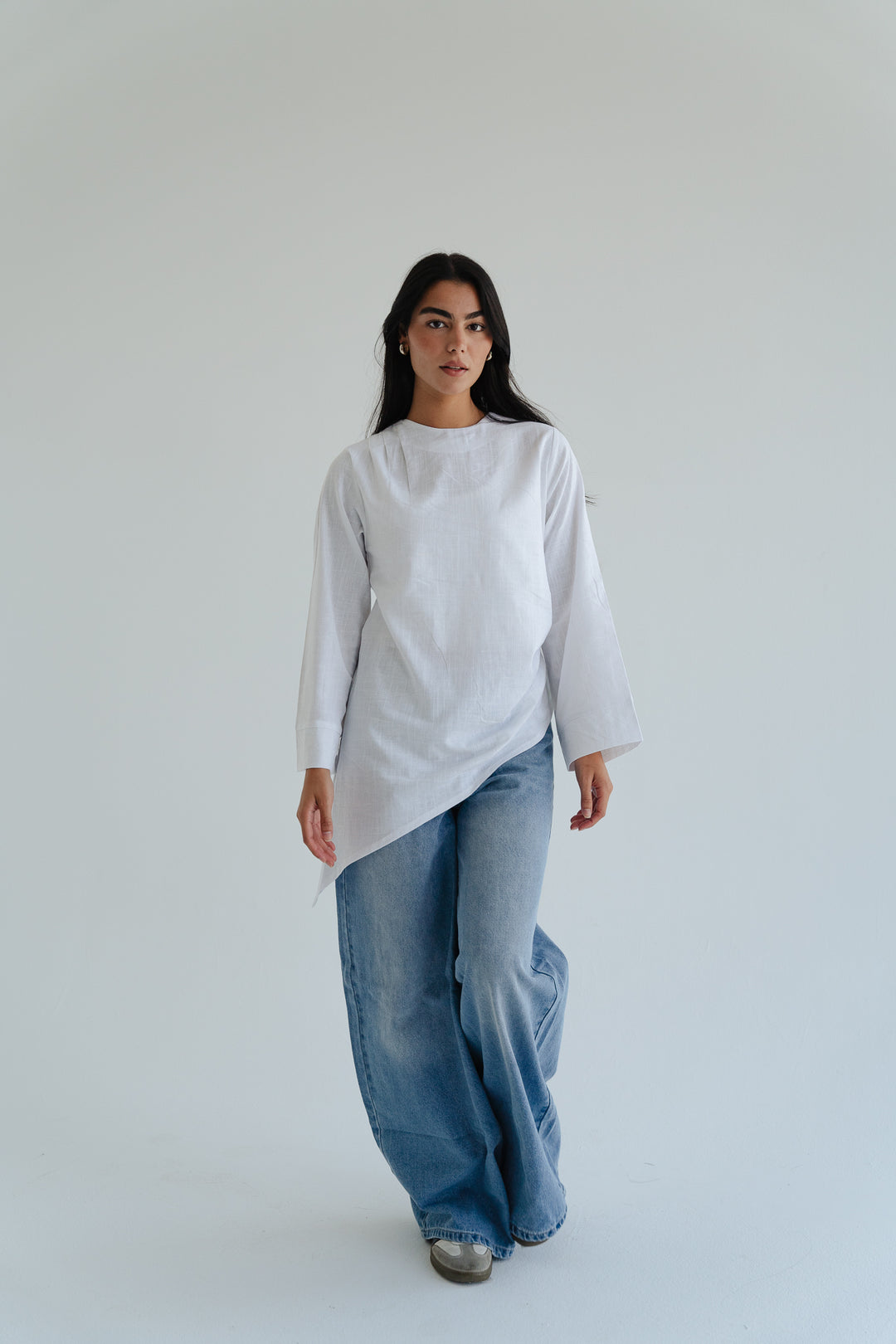 Side Drape Linen Top