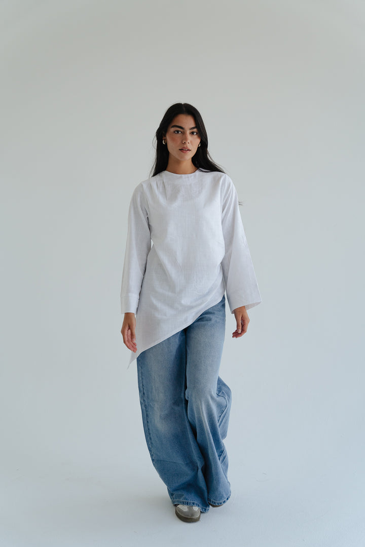 Side Drape Linen Top