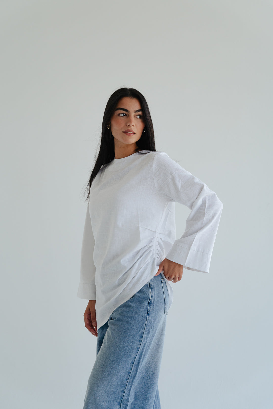Side Drape Linen Top