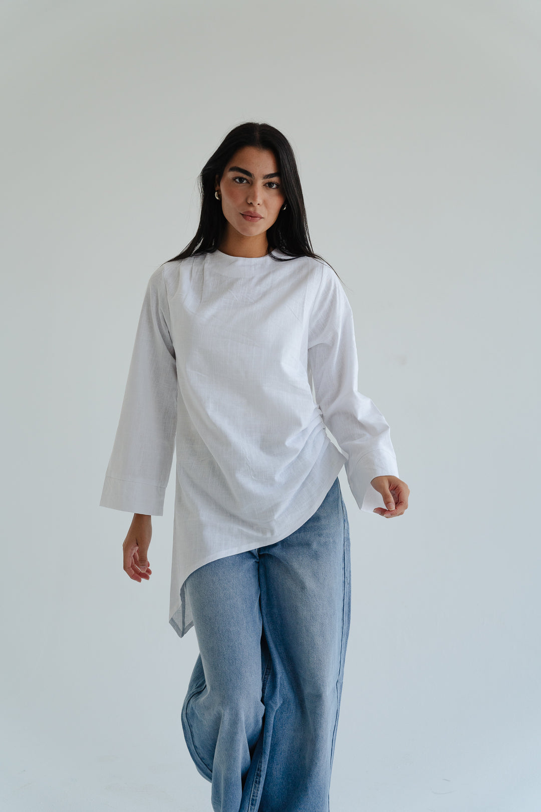 Side Drape Linen Top