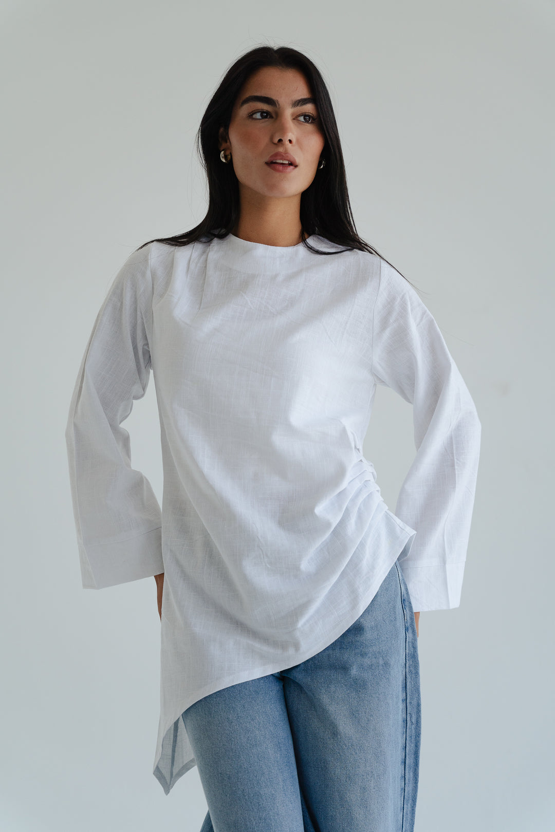 Side Drape Linen Top
