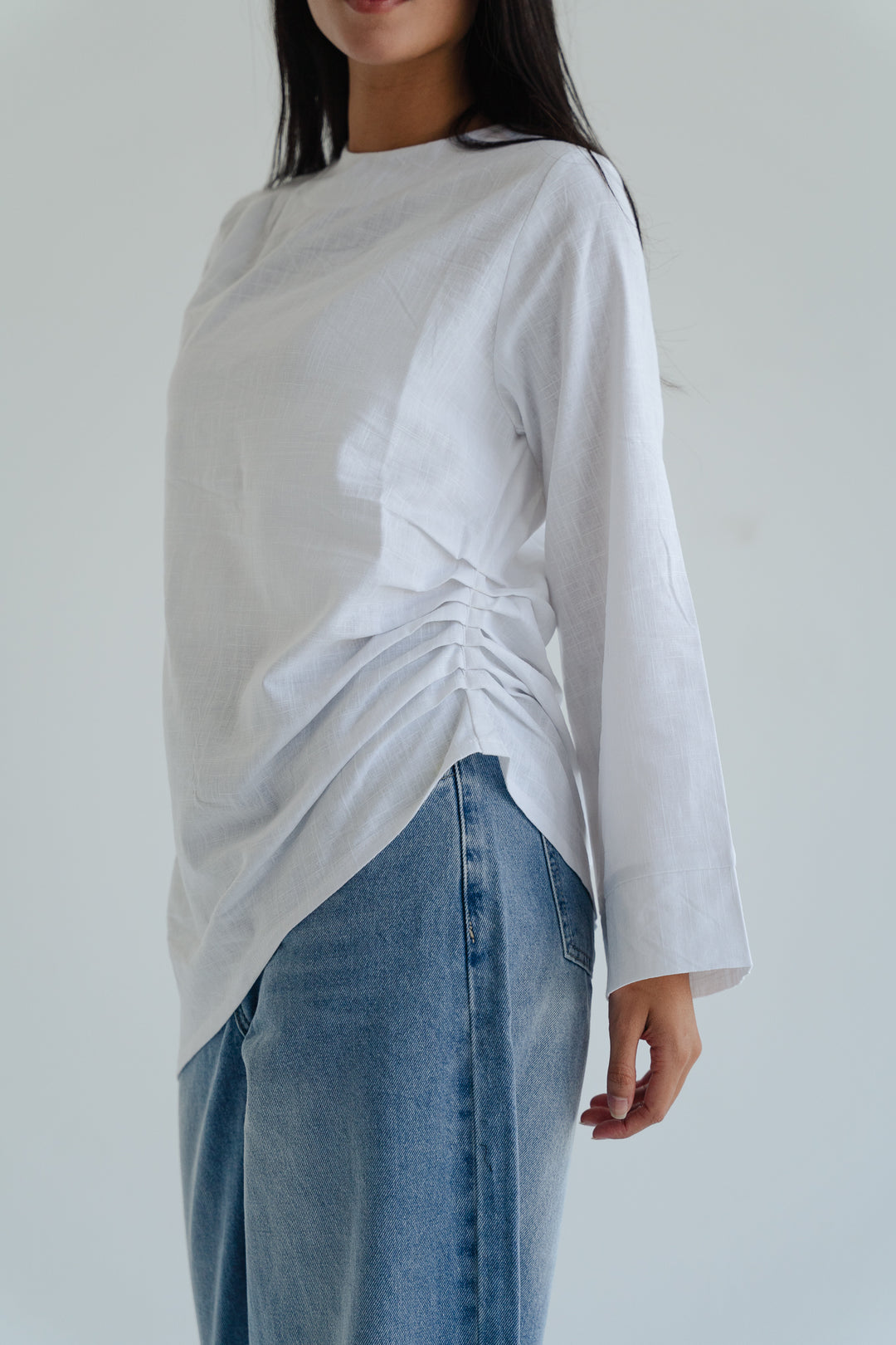 Side Drape Linen Top