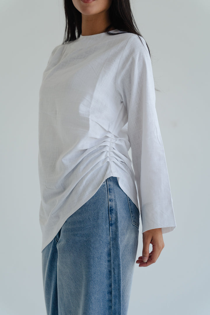 Side Drape Linen Top