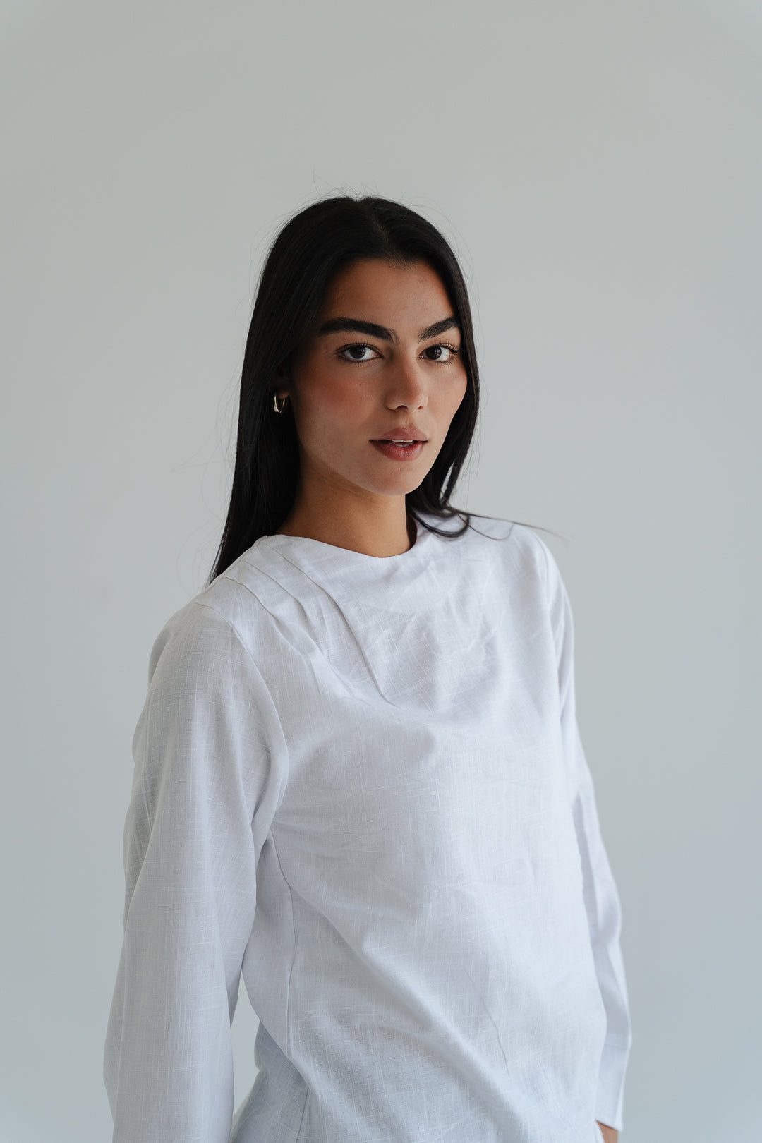 Side Drape Linen Top