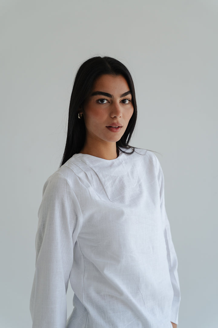 Side Drape Linen Top