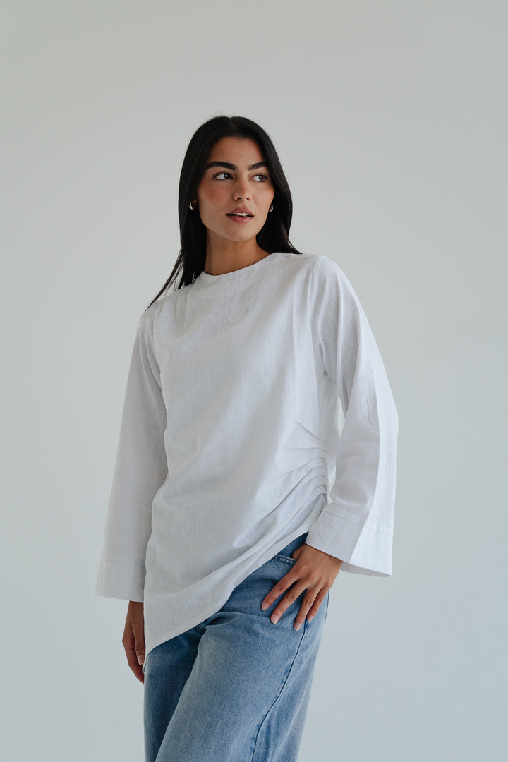 Side Drape Linen Top