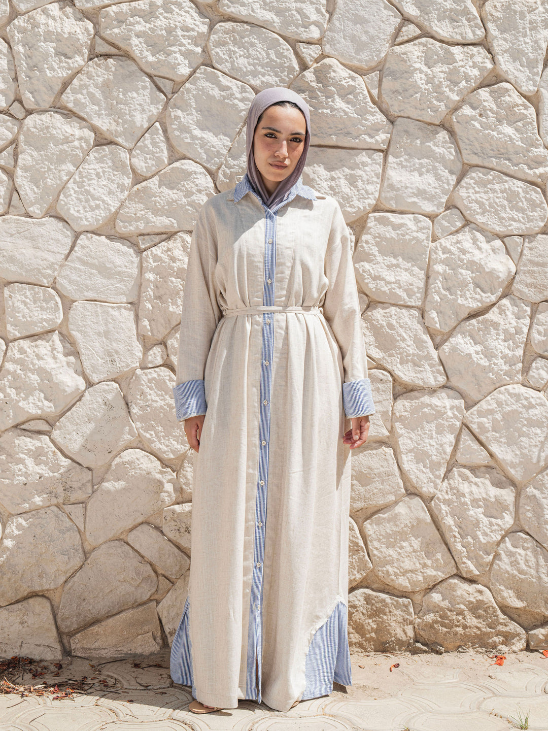 Belted Maxi Shirt Dress