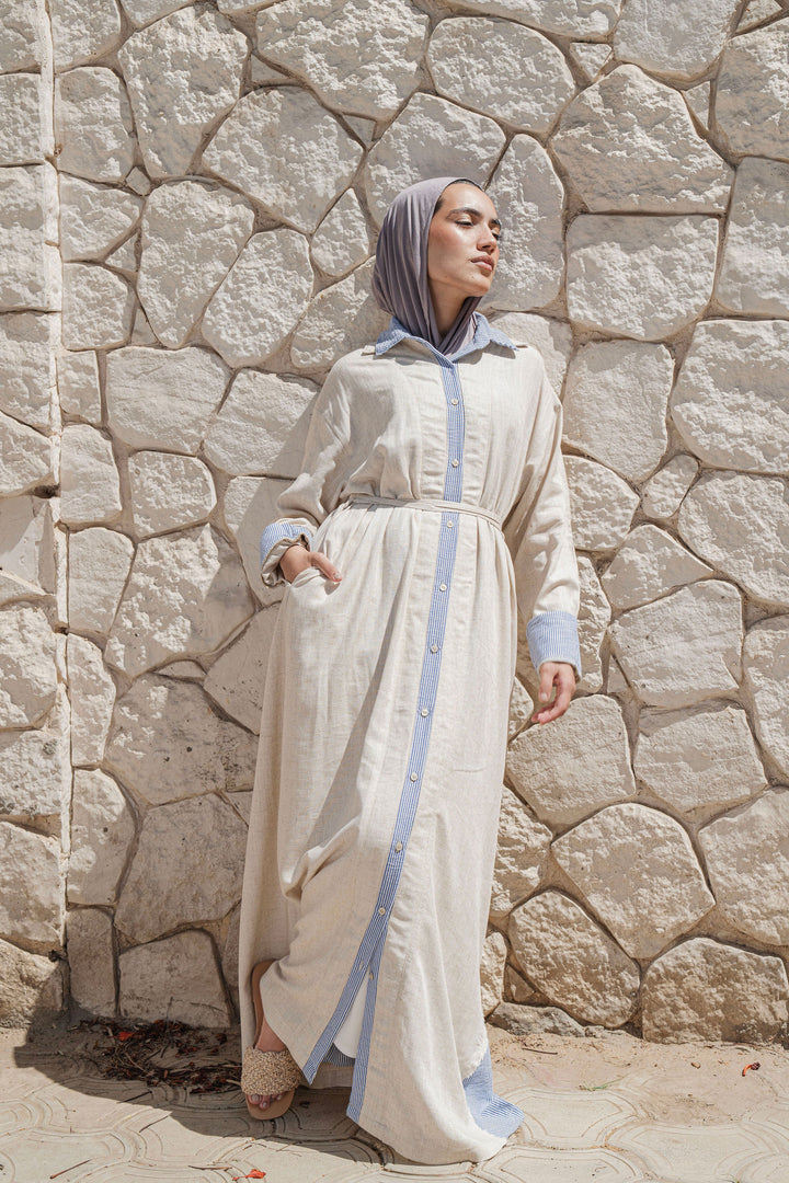 Belted Maxi Shirt Dress