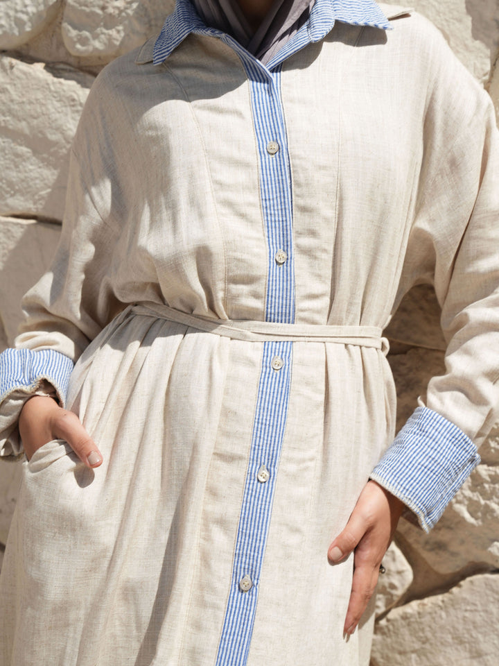 Belted Maxi Shirt Dress