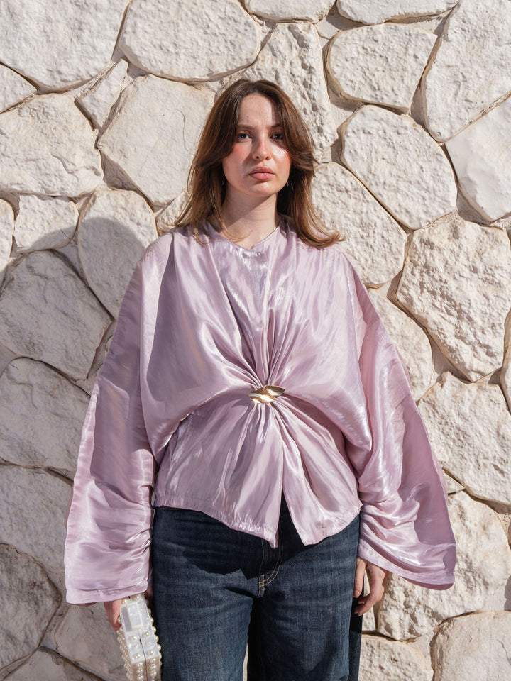 Sheer Knot Blouse - Pink