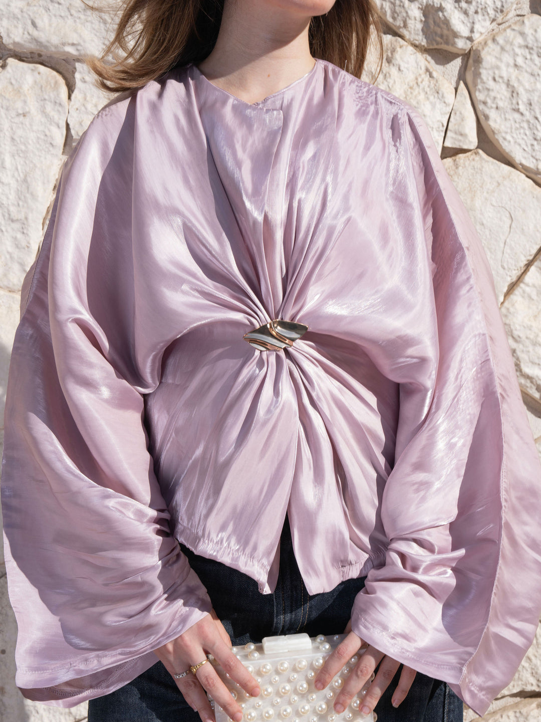 Sheer Knot Blouse - Pink