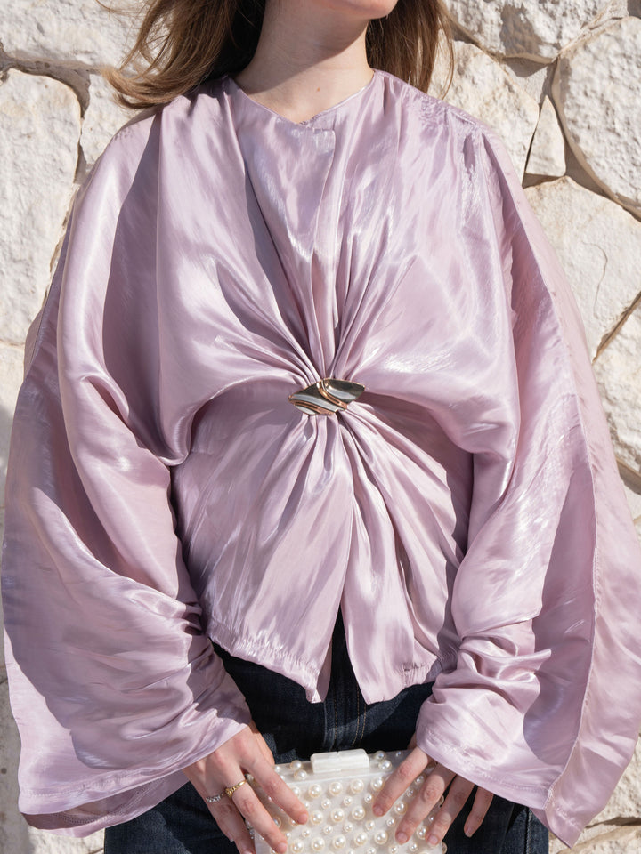 Sheer Knot Blouse - Pink