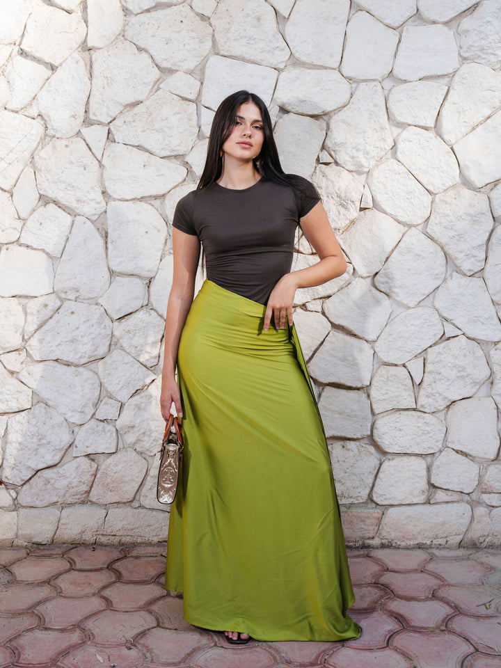 Luxe Wrap Skirt - Olive