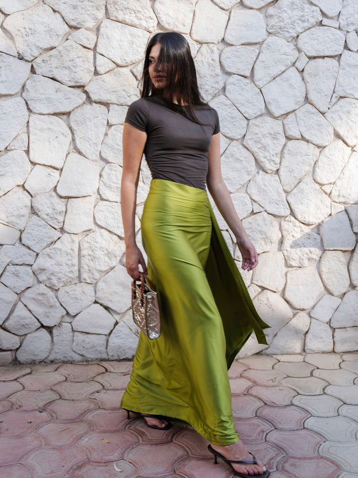 Luxe Wrap Skirt - Olive