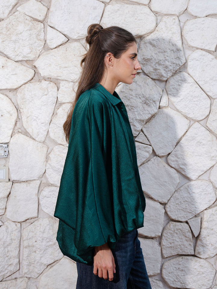 Silk Flow Jacket-  Emerald Green