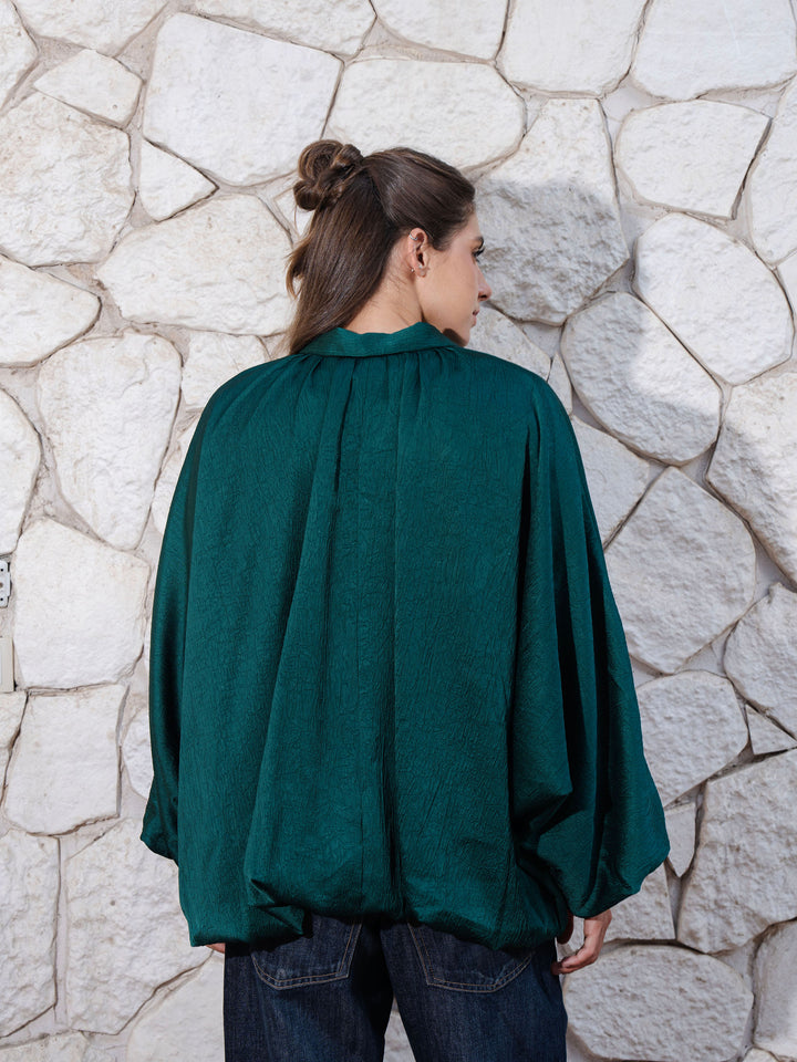 Silk Flow Jacket-  Emerald Green