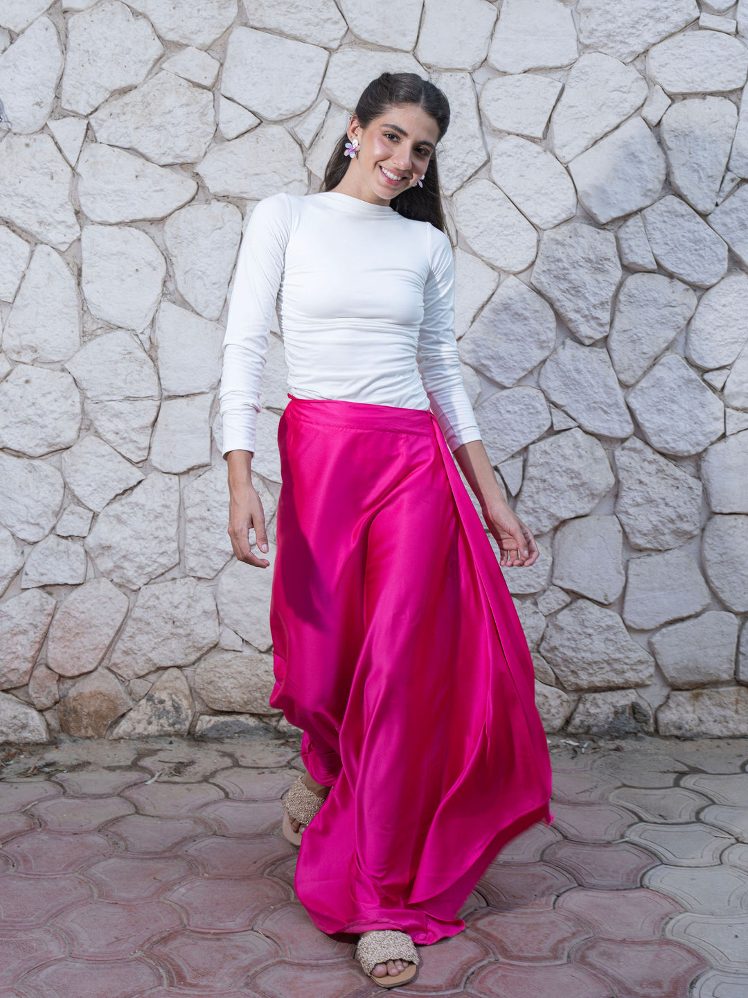 Luxe Wrap Skirt - Hot Pink