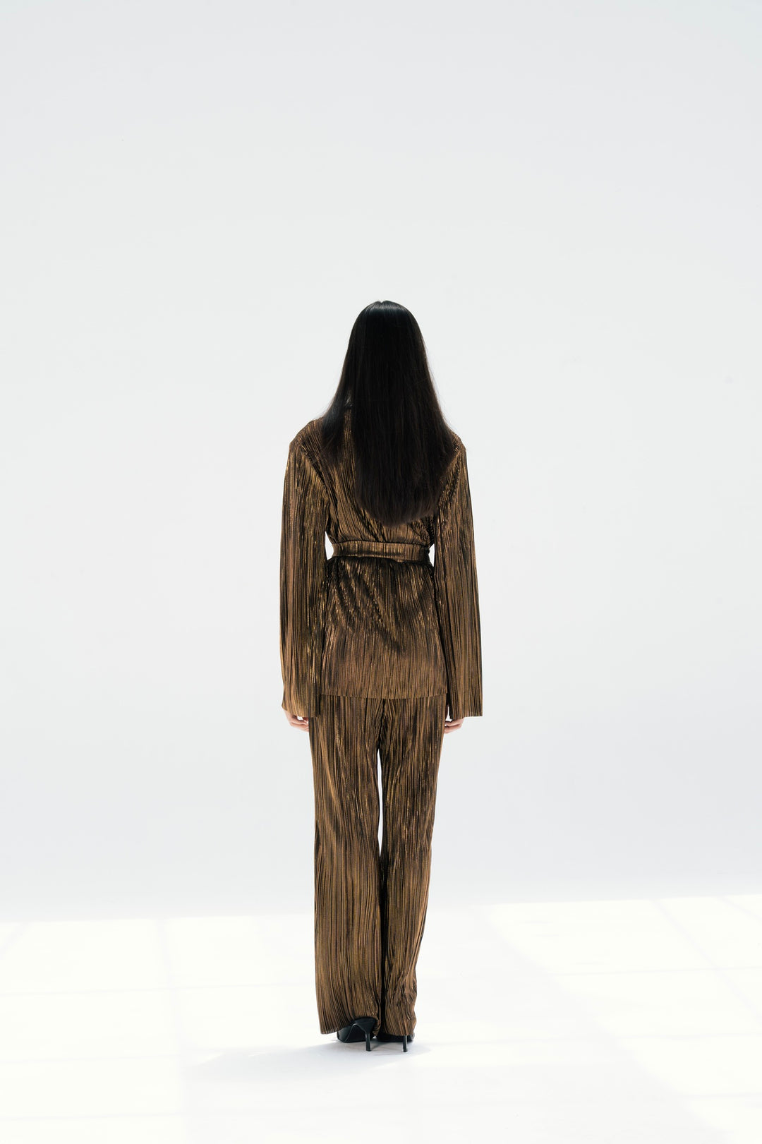 Metallic Raw Edge Pleated Set