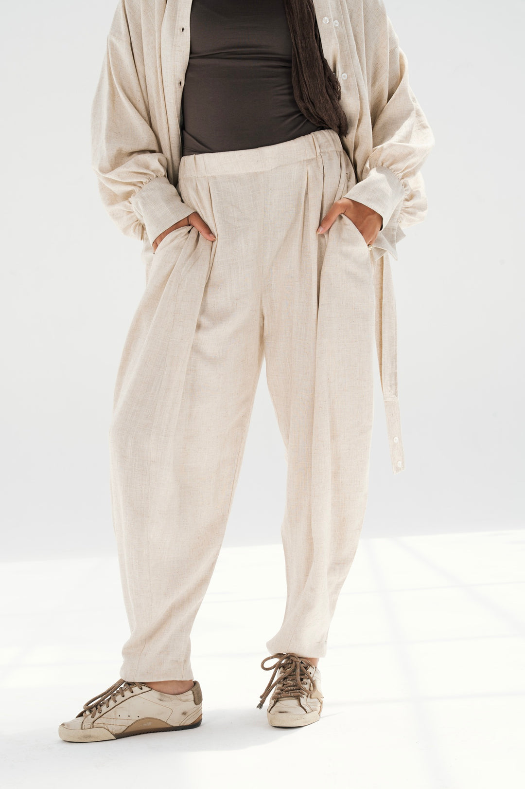 Linen Barrel Pants