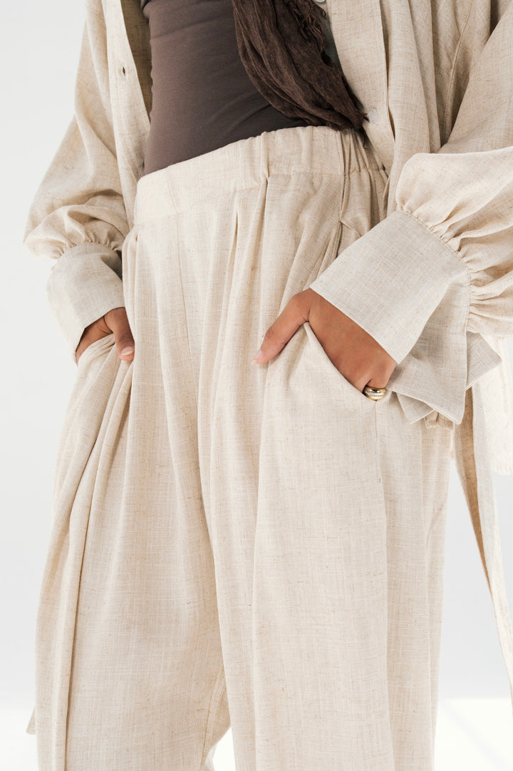 Linen Barrel Pants