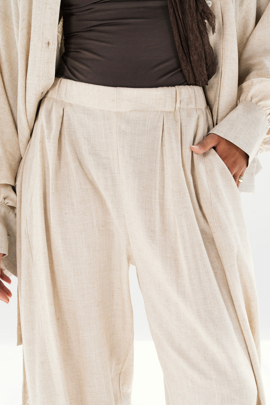 Linen Barrel Pants