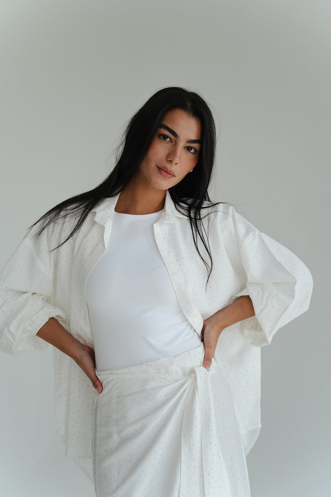 Rhinestone Oversized Shirt