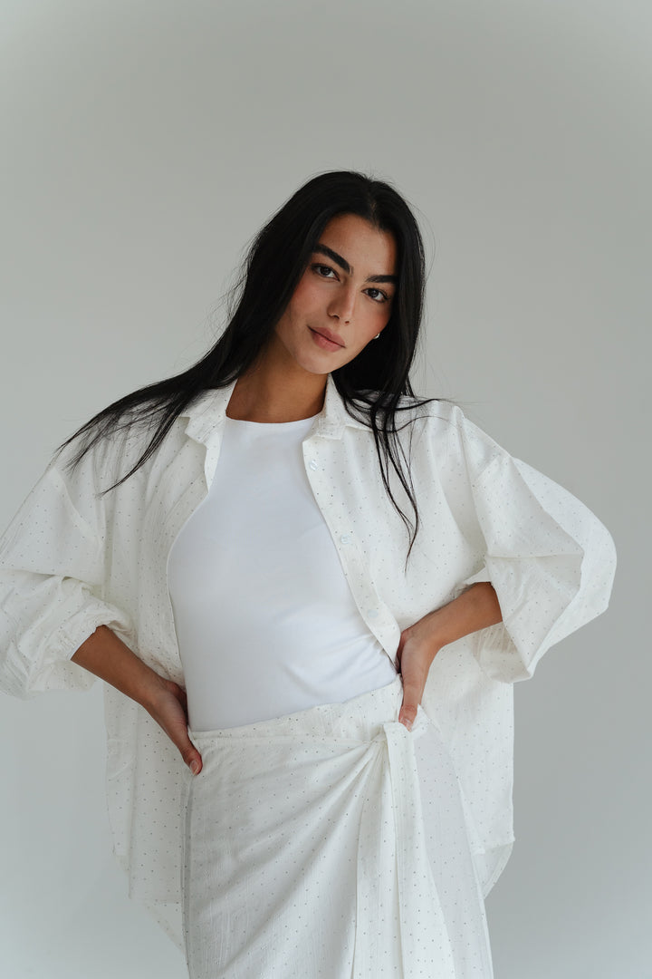 Rhinestone Oversized Shirt