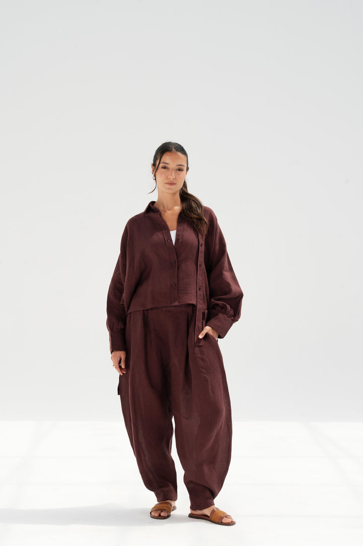 Linen Barrel Pants