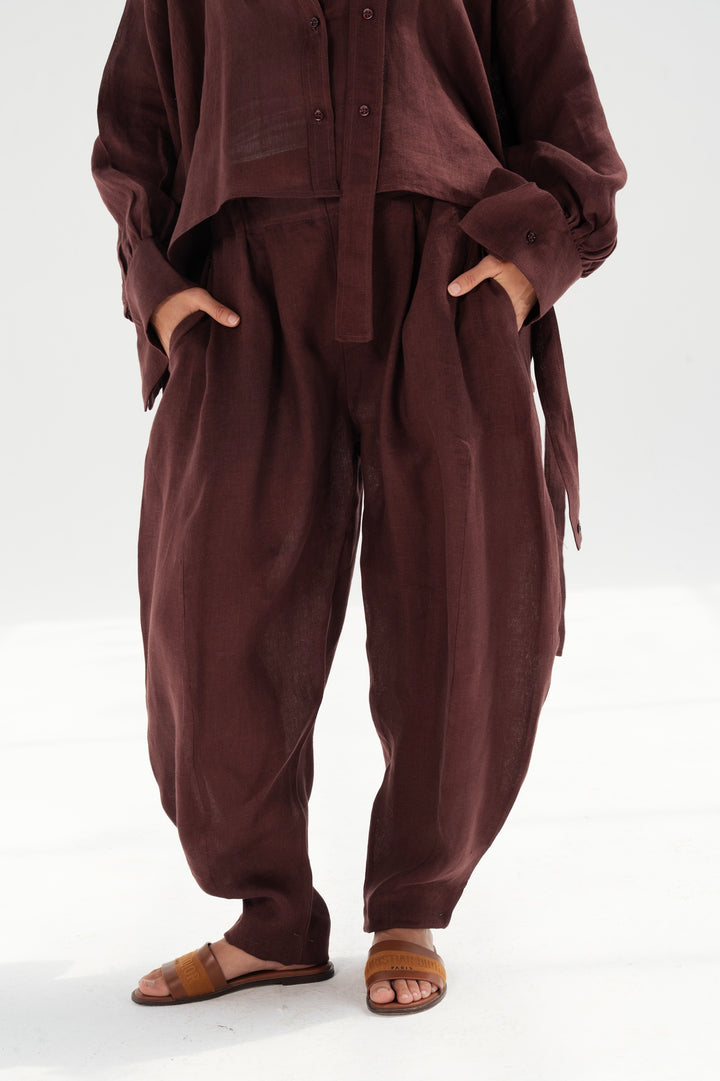 Linen Barrel Pants