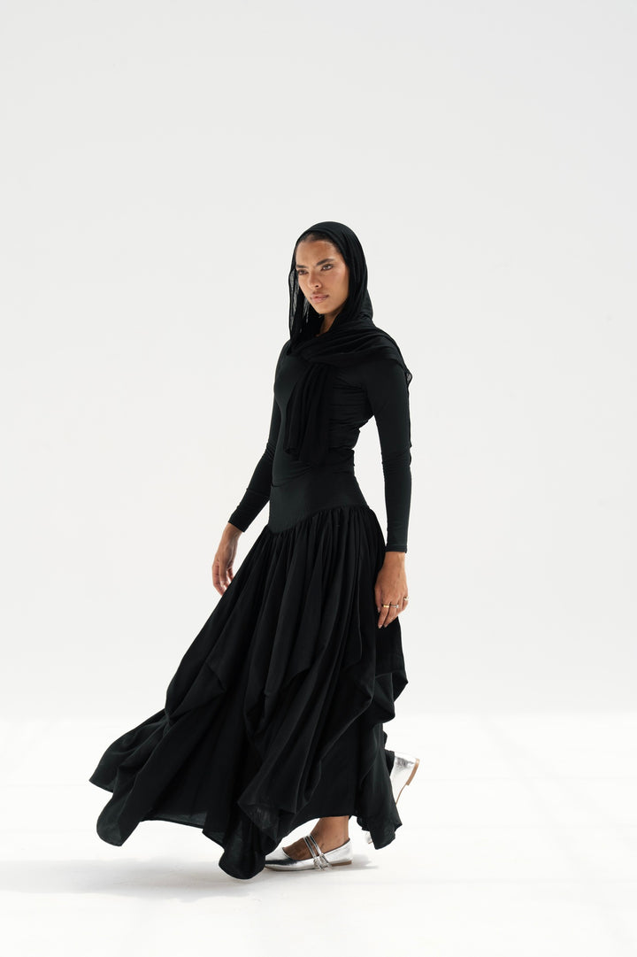 Draped Maxi Skirt