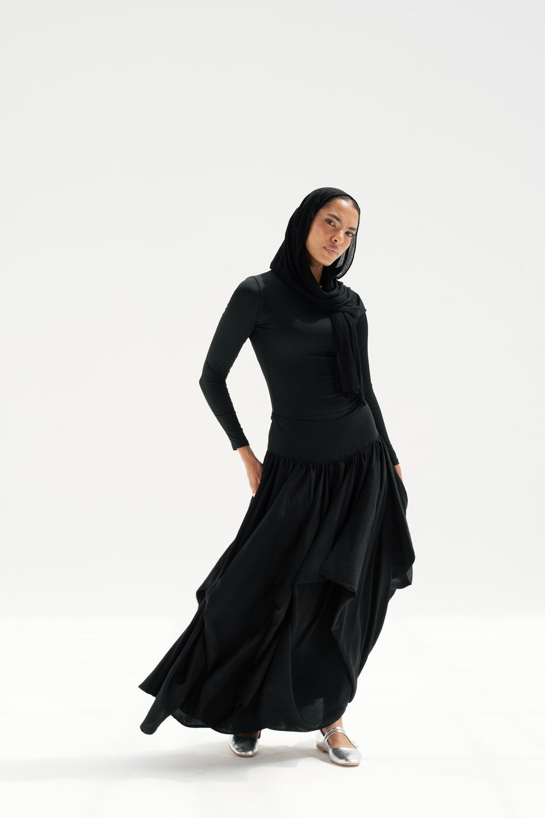 Draped Maxi Skirt